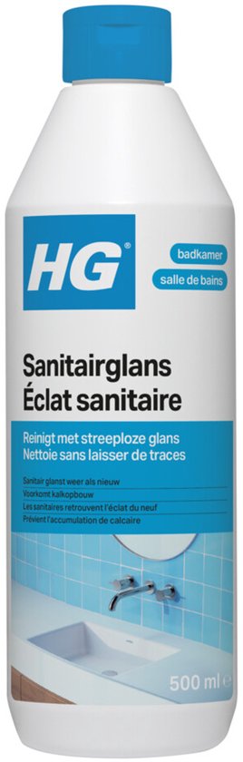 HG sanitairglans éclat sanitaire fles met afbeelding van een wastafel.