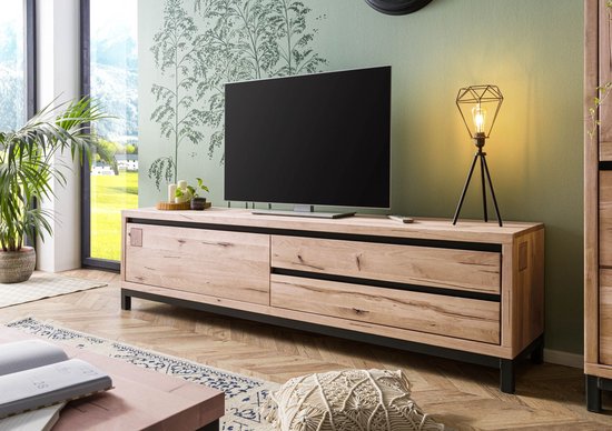 MASSIVMOEBEL24.DE wilde eik TV-meubel beige massief hout 220x40x56 cm (BxTxH) geolied volledig massief gemonteerd VILLANDERS #254