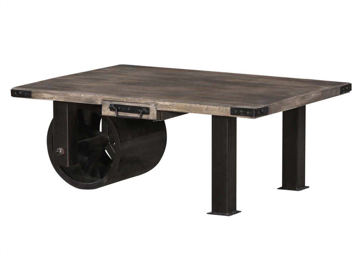 MASSIVMOEBEL24 .DE RAILWAY #205 salontafel grijs gelakt massief hout mango 110x80x43 cm (BxTxH)