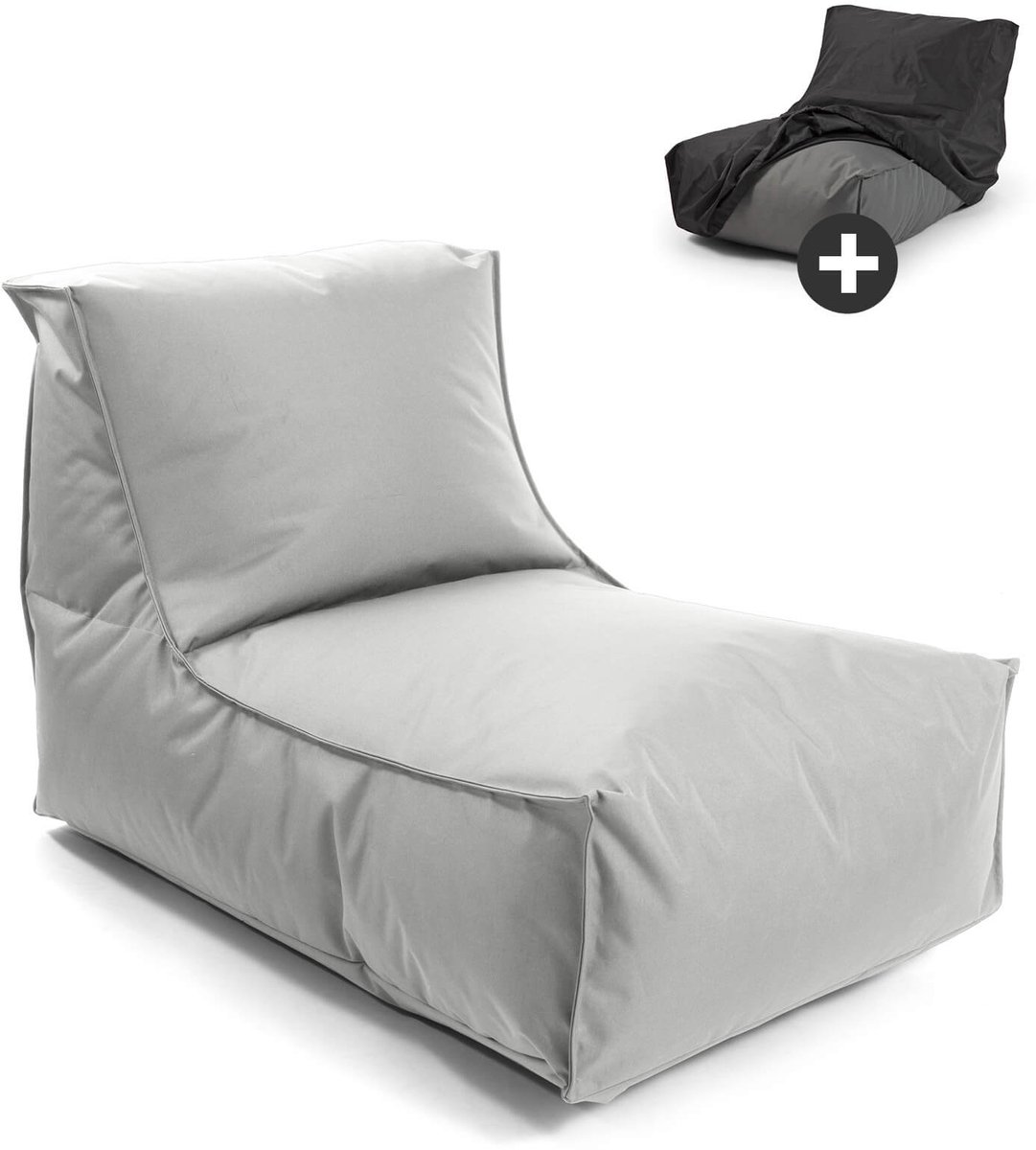 mokebo Zitzak met beschermhoes voor kinderen & volwassenen 'Der Sundowner', Bean Bag met vulling, ook als ligkussen in Grijs