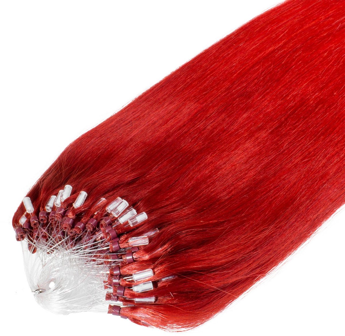 hair2heart Premium Microring Extensions Echt haar glad - 25 strengen 0,8 g 50 cm 0/44 intensief rood