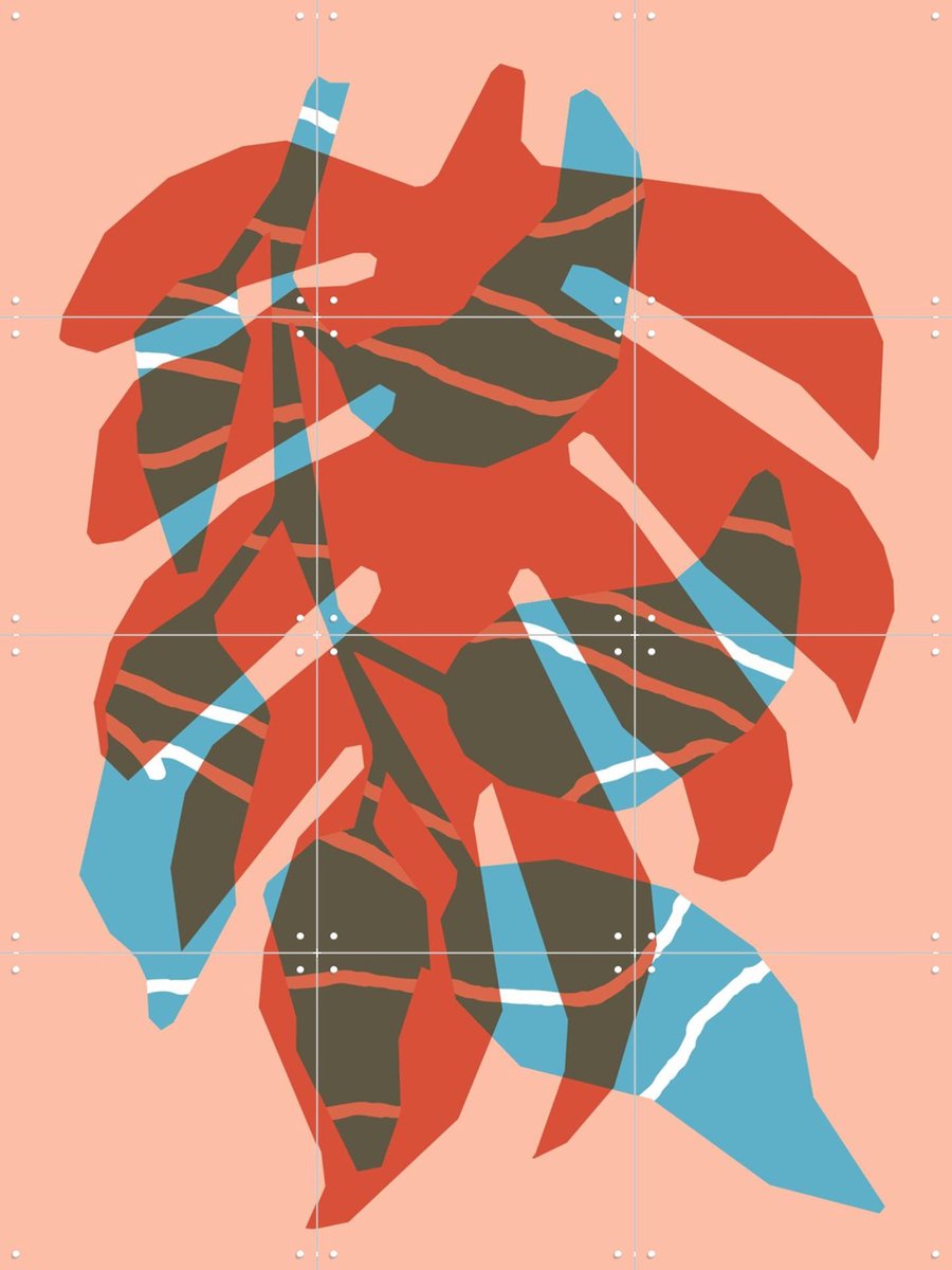 IXXI Leaves II, Studio Turbo - 60 x 80 cm - Gratis ophangtool - Grote wanddecoratie en posters - Geometrische Kunst, Illustraties, Digitale Kunst