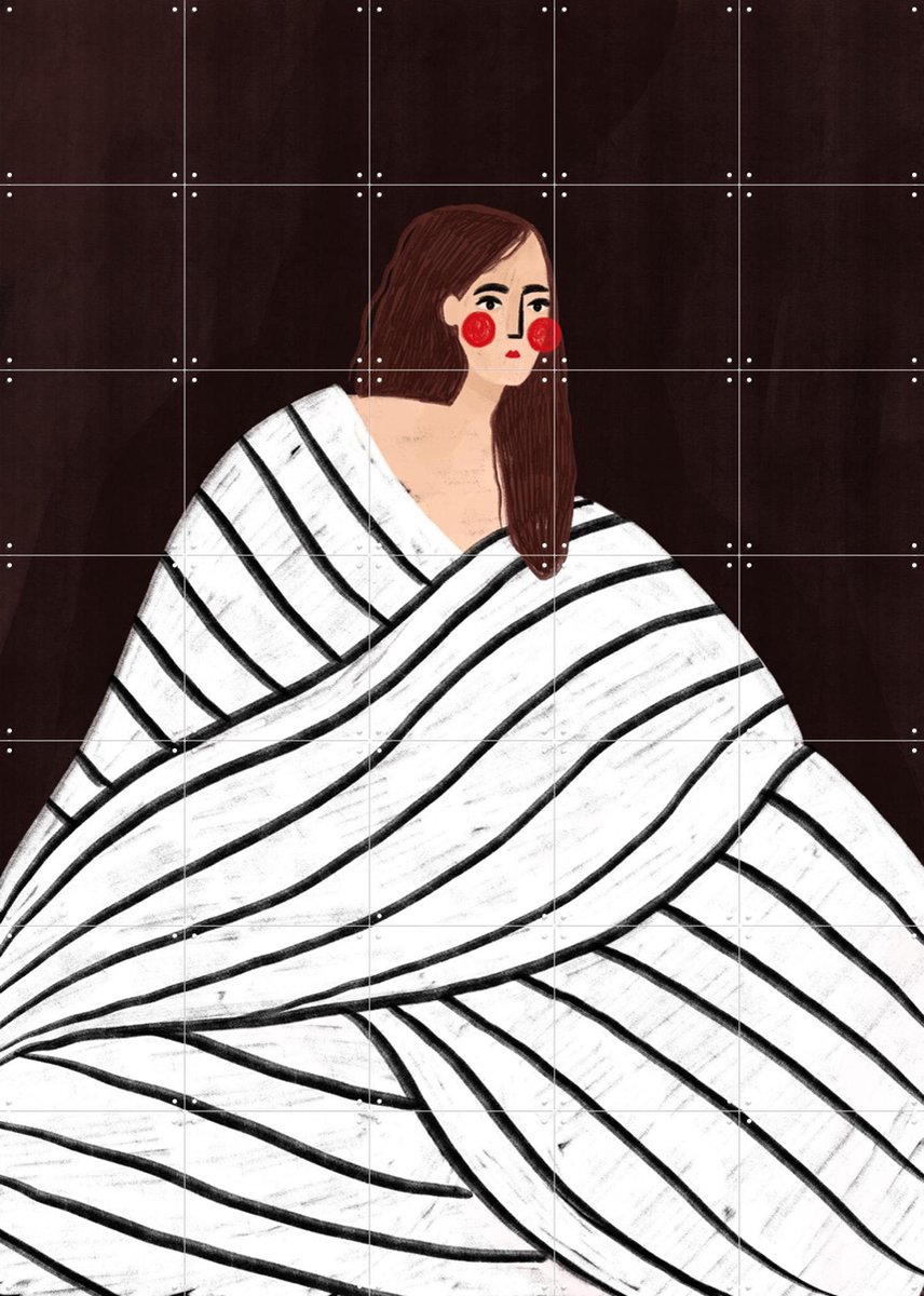 IXXI The Woman With Black and White Stripes, Bea Müller & Various - 100 x 140 cm - Gratis ophangtool - Grote wanddecoratie en posters - Strepen