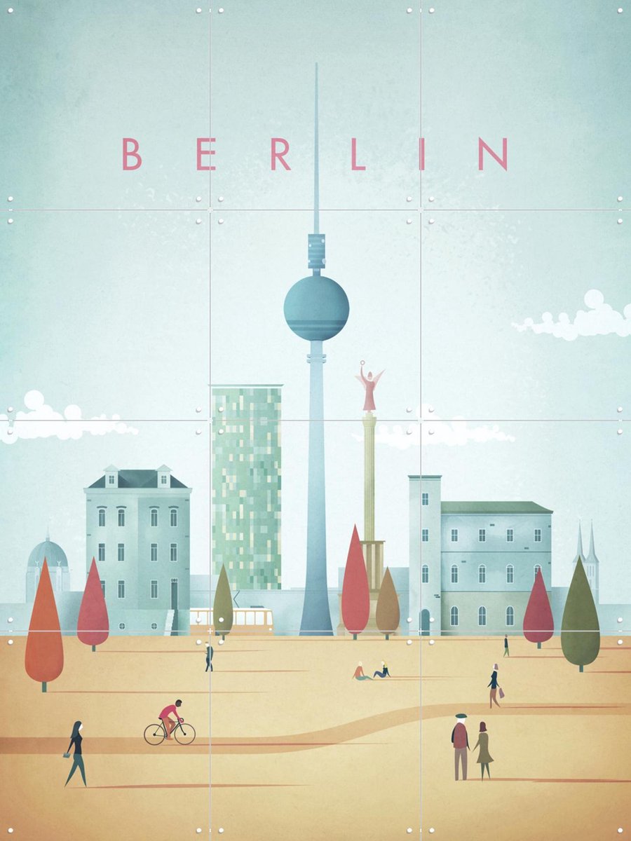 IXXI Berlin, Henry Rivers - 60 x 80 cm - Gratis ophangtool - Grote wanddecoratie en posters - Kleurrijk, Illustraties, Mancave