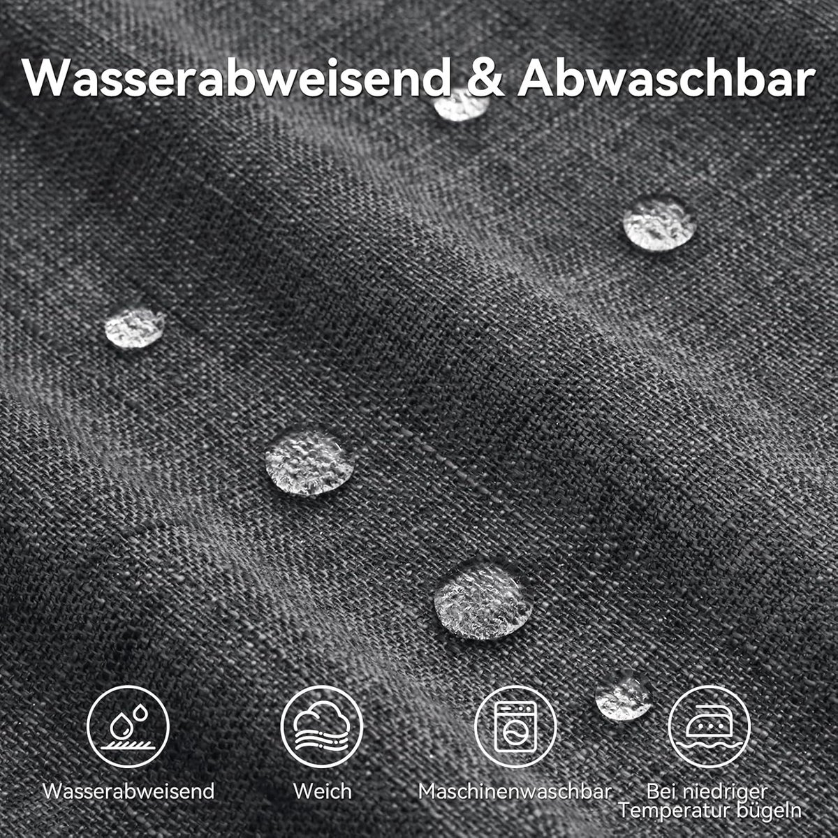 Wasbaar Tafelkleed Linnenlook Rechthoekig 100x140 cm Waterafstotend Donkergrijs