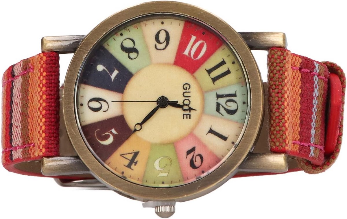 Bohemian Dameshorloge met Kleurrijke PU Leren Band en Knopen