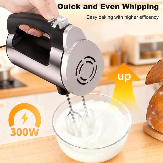 Elektrische Handmixer met 6 Snelheden en RVS Accessoires voor Beslag en Deeg van Merkloos — afbeelding 4