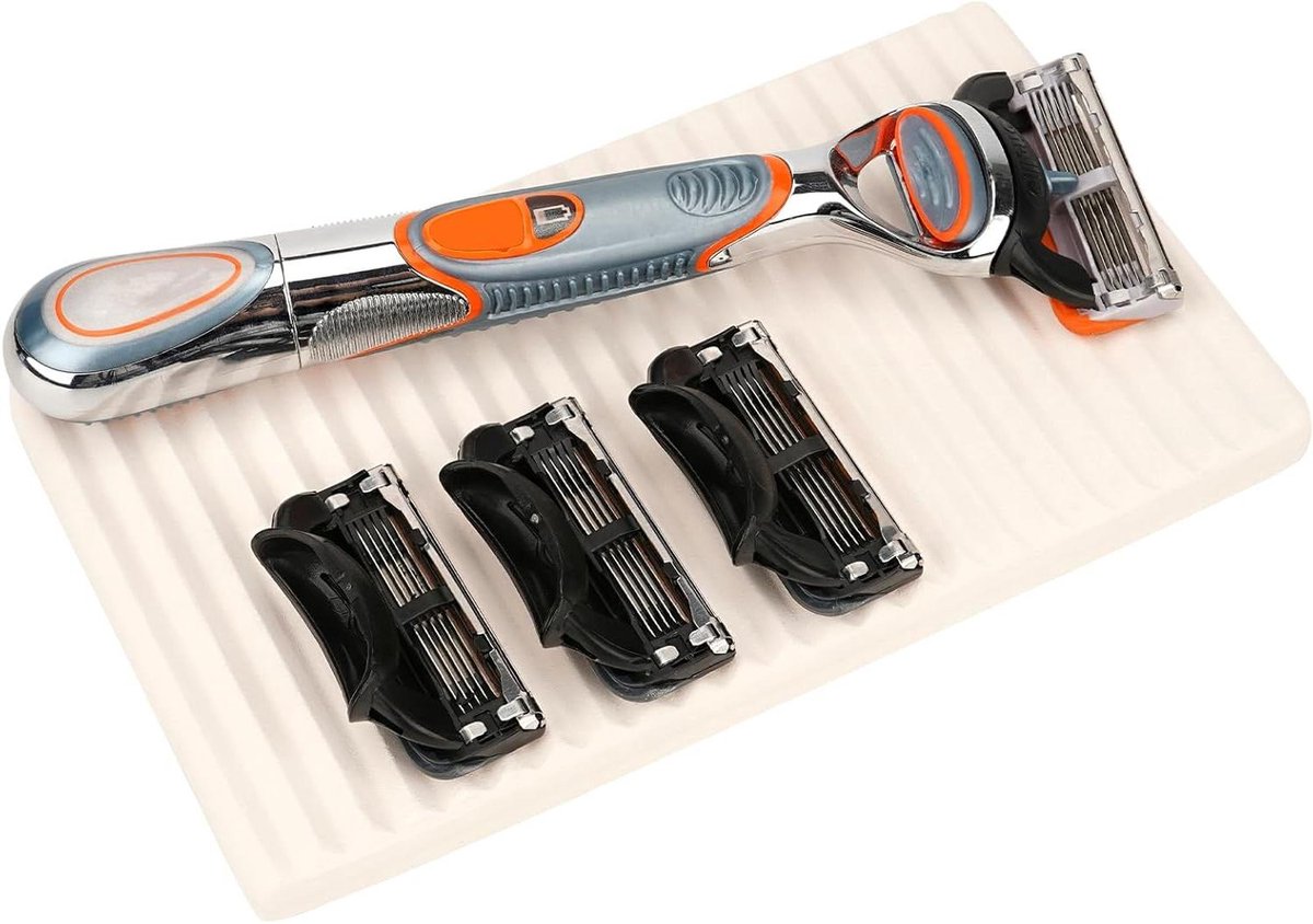 Allecto - Diatomiet scheermeshouder - Sneldrogende opberghouder - Douche - Compatibel met Gillette - Fusion 5 ProGlide - ProShield - Labs - Exfoliërende bar - Beige.