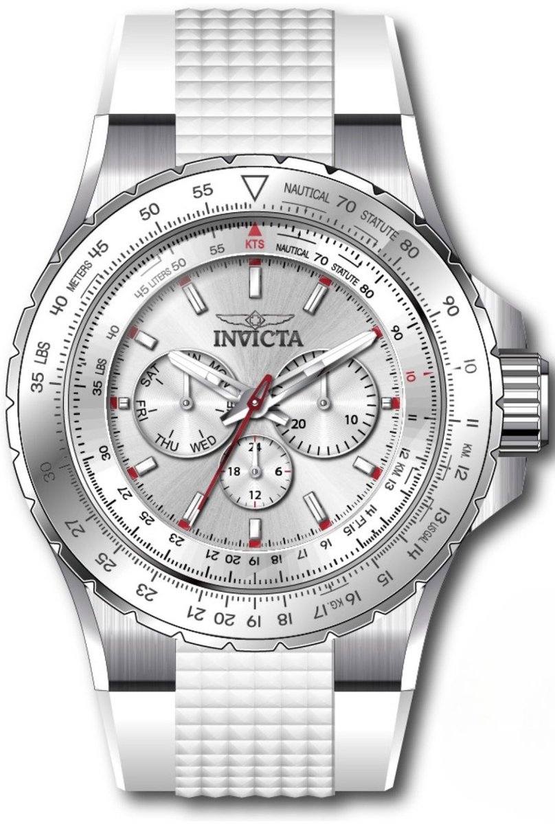 Invicta Aviator 50100 Heren Horloge - Waterdicht - Analoog - Quartz Uurwerk - Roestvrij Staal met zilveren Wijzerplaat - 50mm