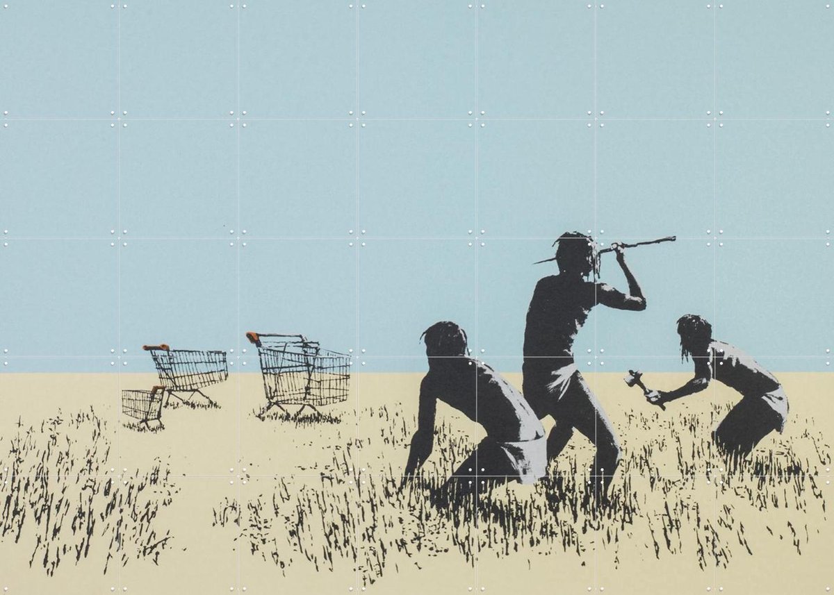 IXXI Trolleys, Banksy - 140 x 100 cm - Gratis ophangtool - Grote wanddecoratie en posters - Pop art, Illustraties, Mancave