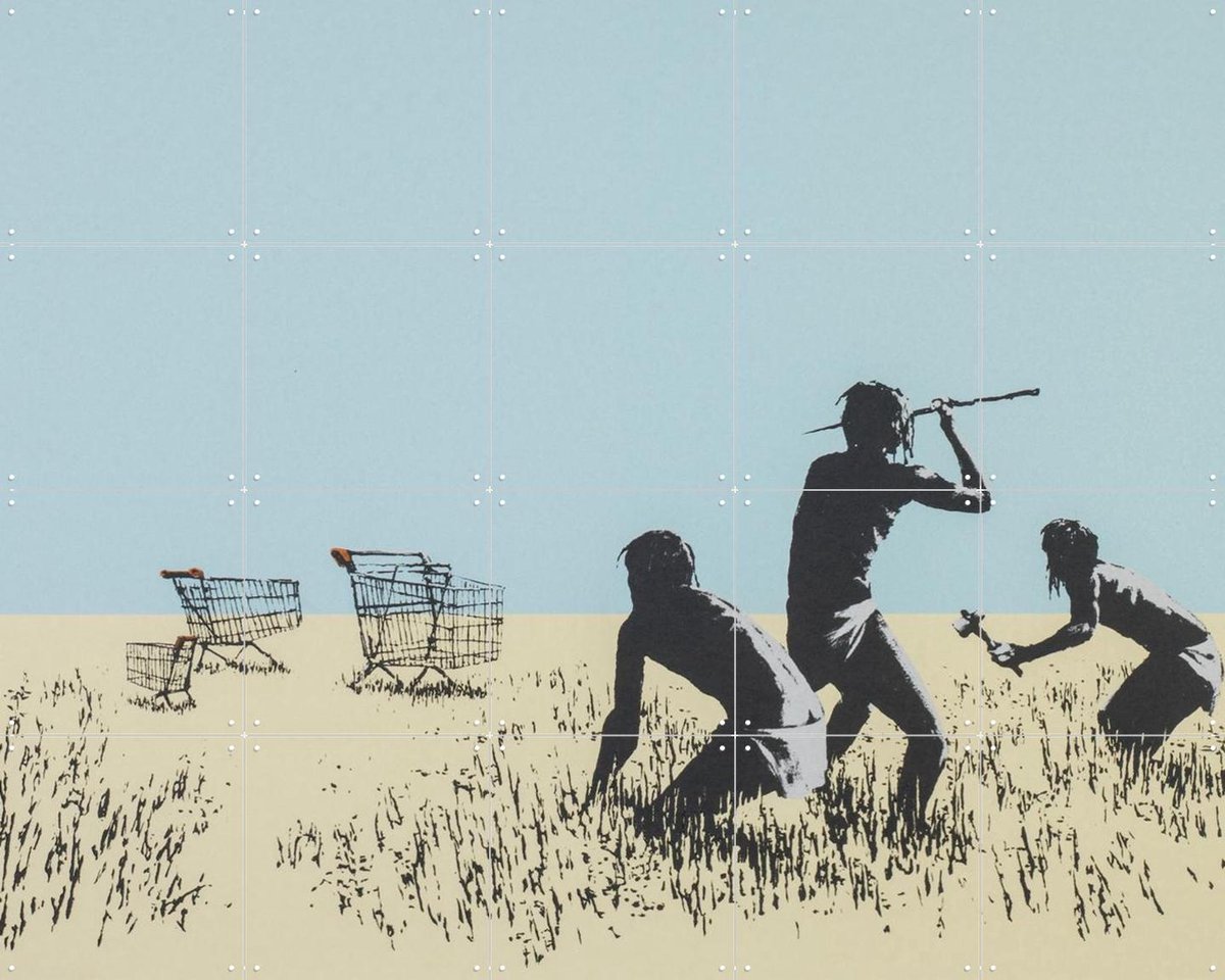 IXXI Trolleys, Banksy - 100 x 80 cm - Gratis ophangtool - Grote wanddecoratie en posters - Pop art, Illustraties, Mancave