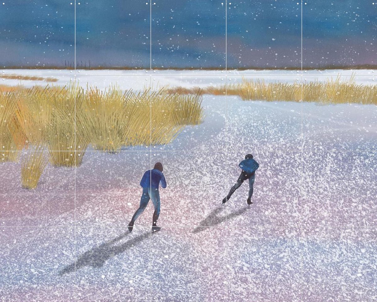 IXXI Skaters, Merel Corduwener - 100 x 80 cm - Gratis ophangtool - Grote wanddecoratie en posters Winter, Landschappen