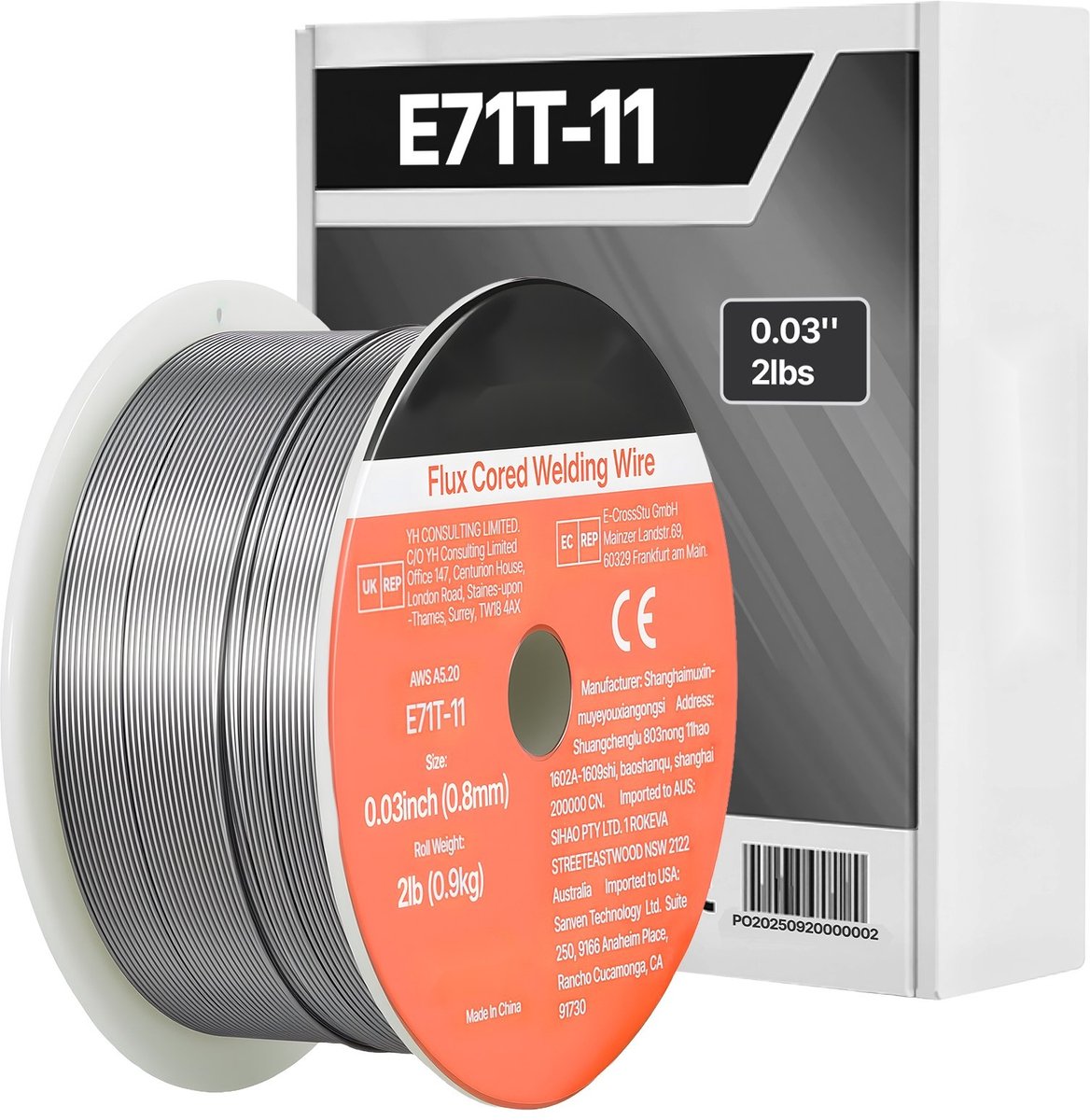 Gasloze MIG/MAG lasdraad - E71T-11 - 0,8 mm Diameter - 0,9 kg Spoel - Fluxgevuld Zelfbeschermend - Voor Constructiestaal - Alle Lasposities - Lage Spatvorming