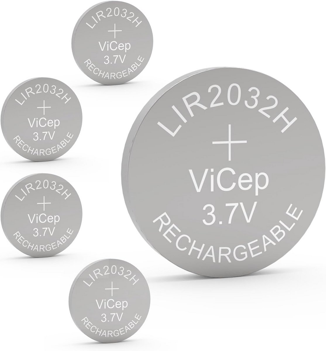 5-pack oplaadbare knoopcel batterijen 3.7V lithium-ion 70mAh vervanging voor 2032