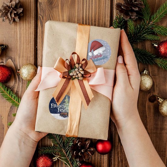 500 Ronde Kerststickers op Rol - Vrolijk Kerstmis Zelfklevende ...