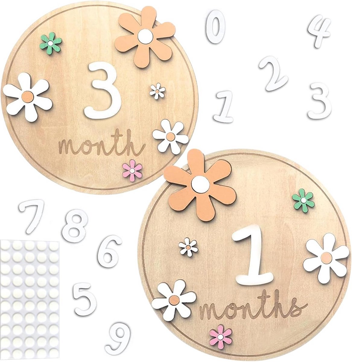 Houten Mijlpaalkaarten Baby 0-12 Maanden Fotografie Accessoires