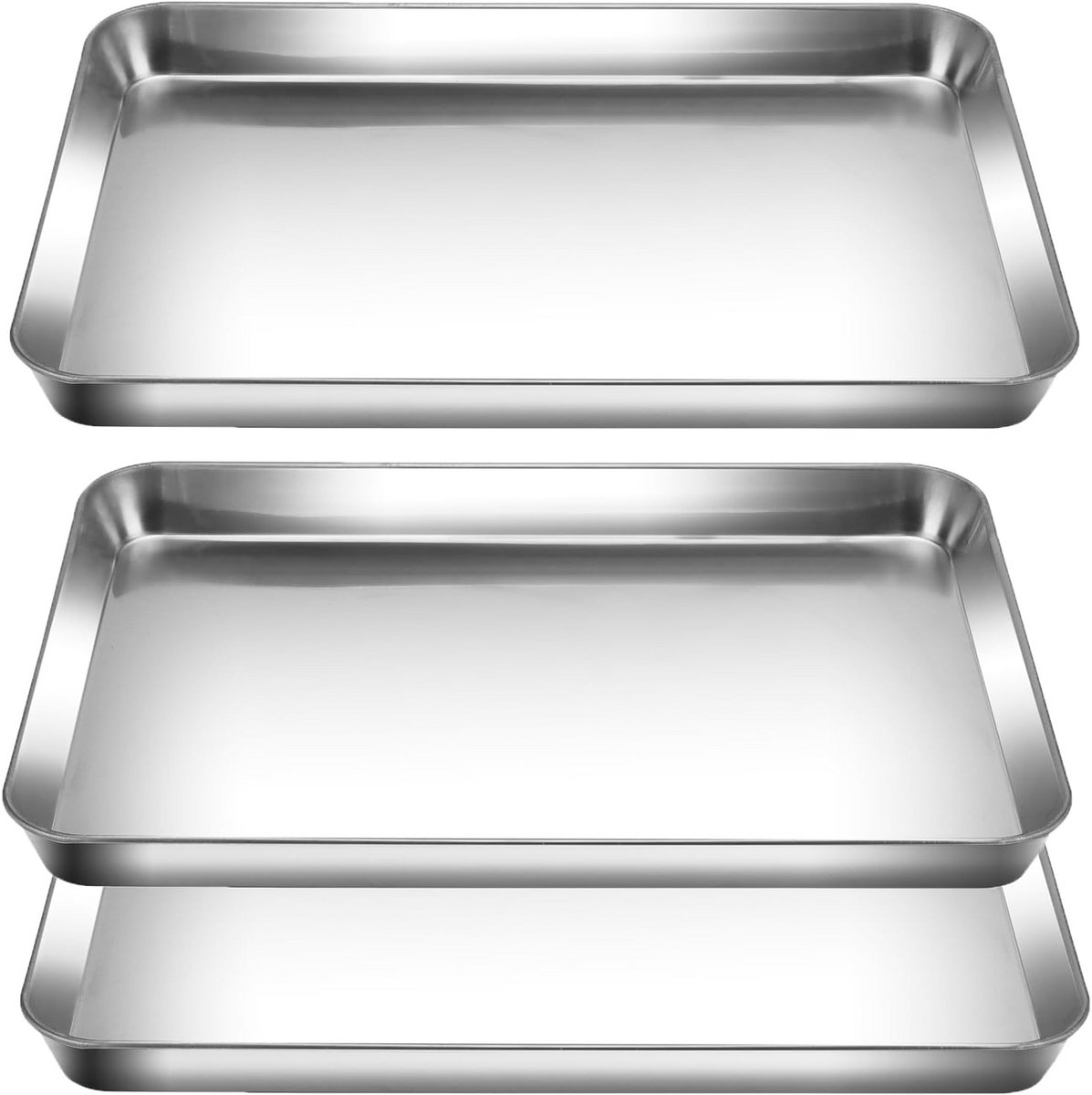 3-delige Set Rechthoekige Bakplaten van RVS - Oven- en Vaatwasmachinebestendig