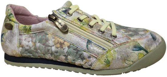 Laura Vita Tivanao 05 Jaune Sneakers Groen Gebloemd Leer Dames - Groen - 42