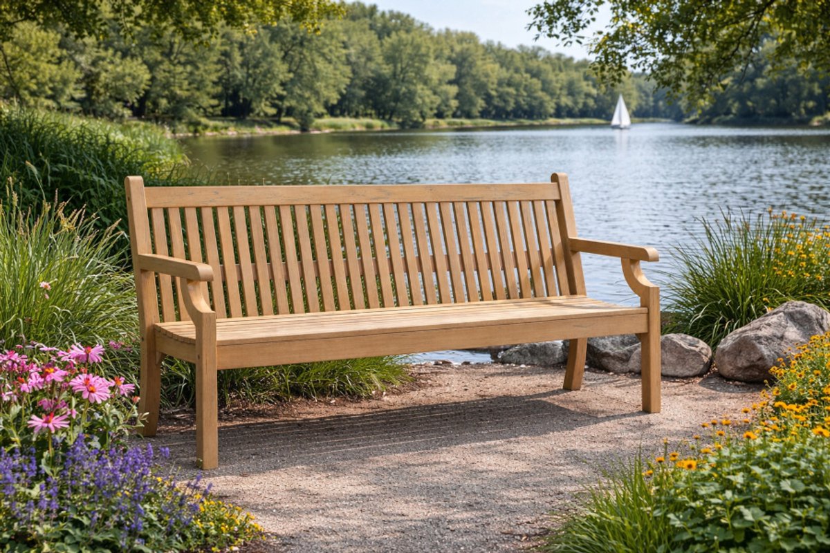 Rockwood® Parkbank Sandwick Kunststof - New Teak 1.90m 1.90m Naturel