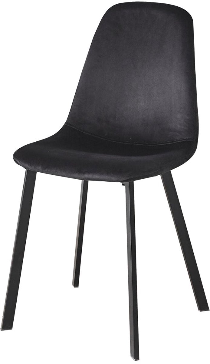 Lizzely Garden & Living SET DEAL: 6 stuks Eetkamerstoel Simpy zwart velvet eetstoel zetel Zwart, velvet