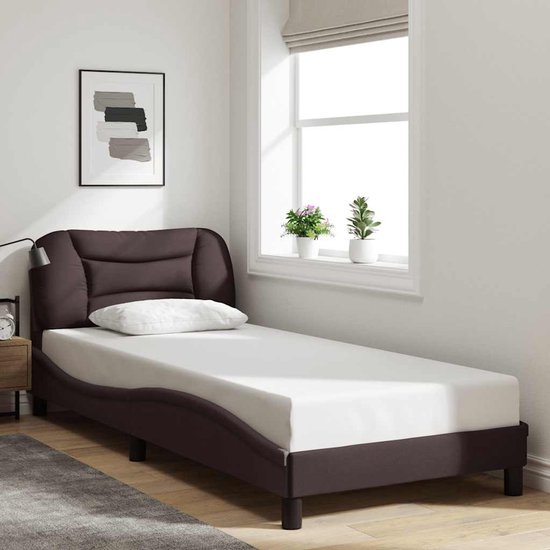 vidaXL - Bedframe - zonder - matras - "Hvar" - 90x200 - cm - stof - donkerbruin