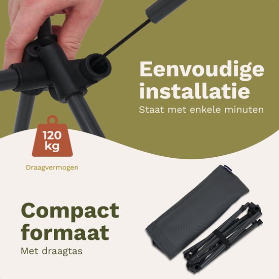 TRVLMORE Campingstoel - Opvouwbaar - 120KG Draagvermogen - Incl. Draagtas - Klapstoel - Visstoel - Kampeerstoel - Vouwstoel - Grijs van Merkloos — afbeelding 4