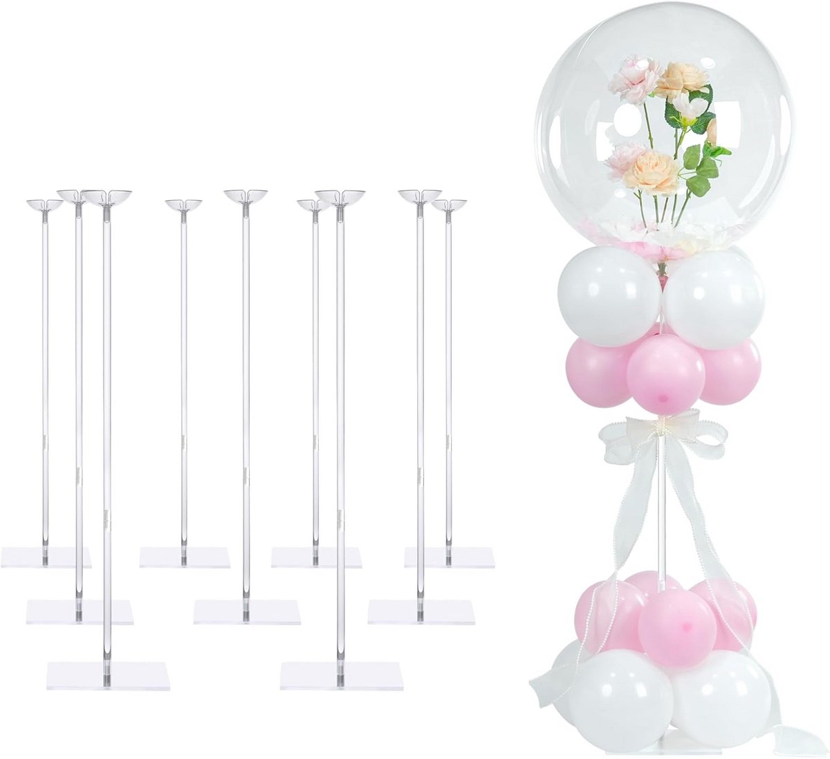 Verstelbare Acryl Tafel Ballonstandaard Set (10 stuks) voor Feestdecoratie