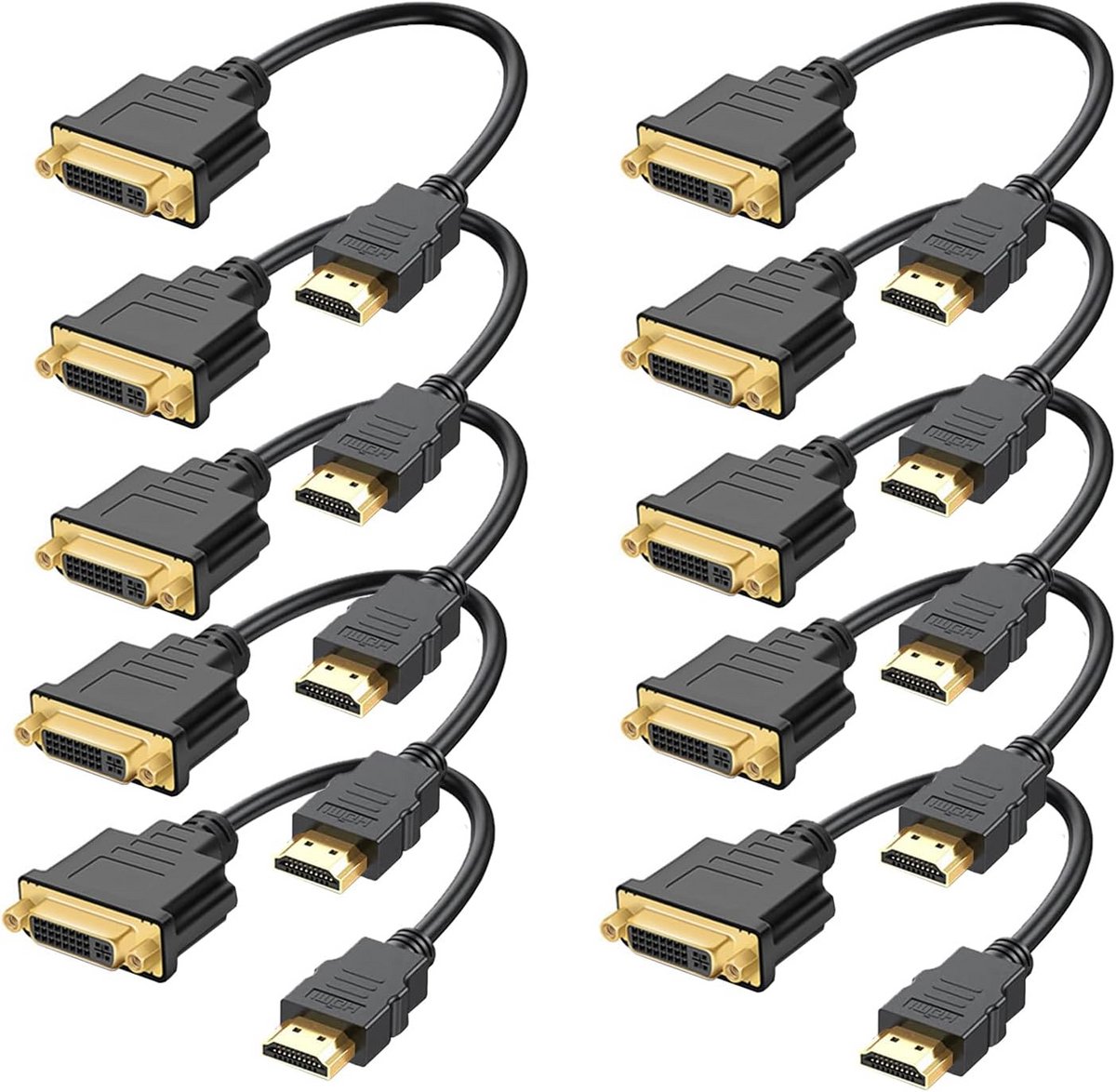 10x HDMI naar DVI-D Adapter - Bidirectioneel 4K Kabelconverter Mannelijk naar Vrouwelijk