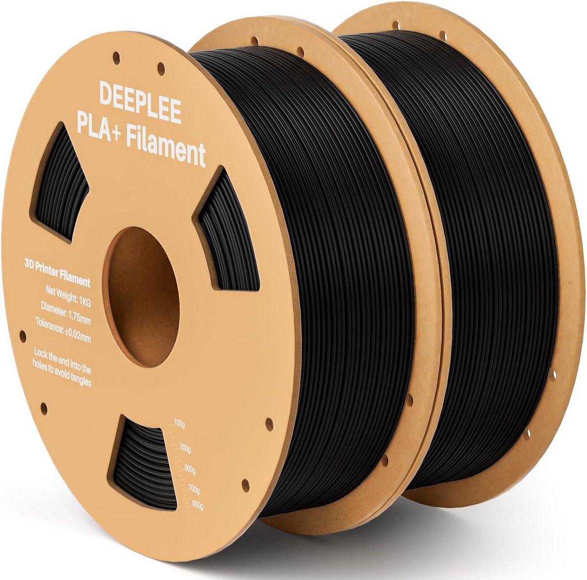 PLA+ Filament 1.75mm Zwart - 2kg (2x1kg) 3D-Printer Materiaal met Hoge Maatnauwkeurigheid