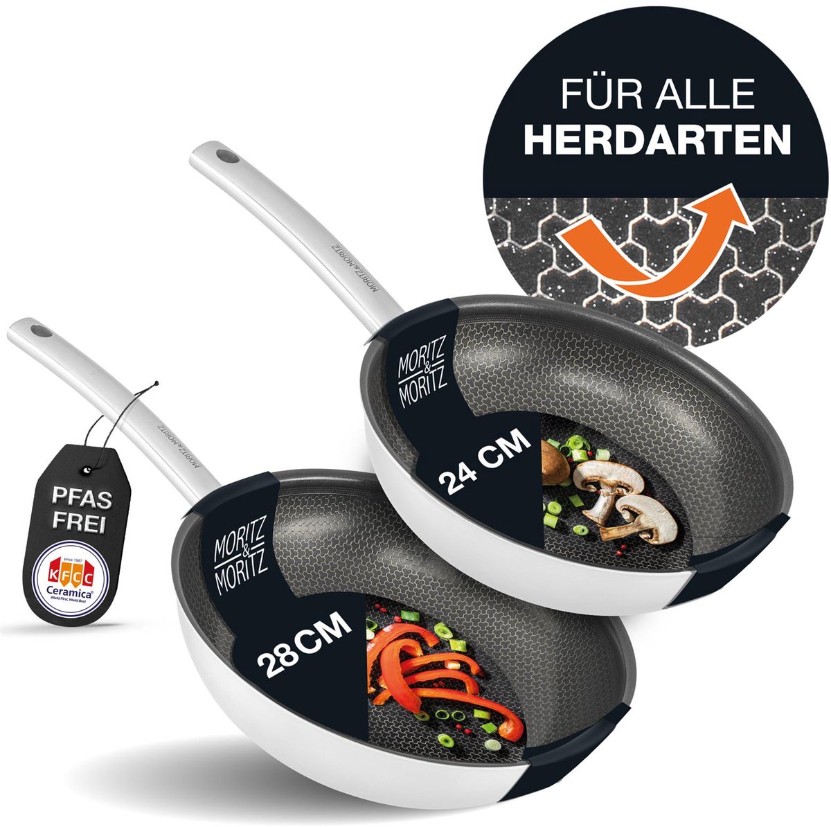 Moritz & Moritz Pfannenset ohne Deckel 24cm + 28cm runder Rand