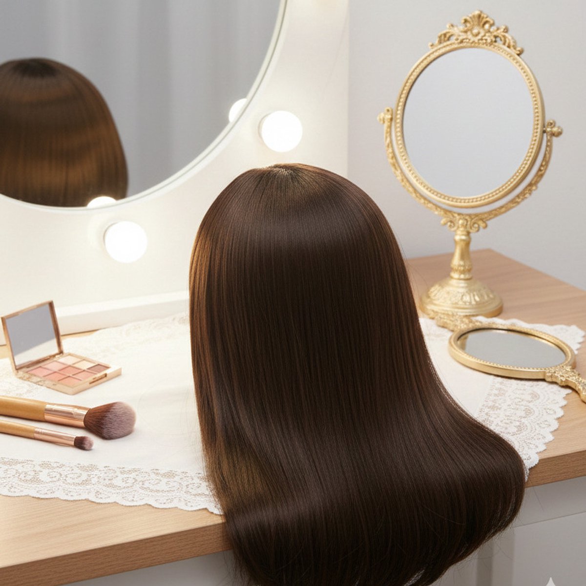 Smiffy's Carnaval verkleed pruik - bruin - dames - stijl lang haar - pony - synthetisch - damespruik — afbeelding 2