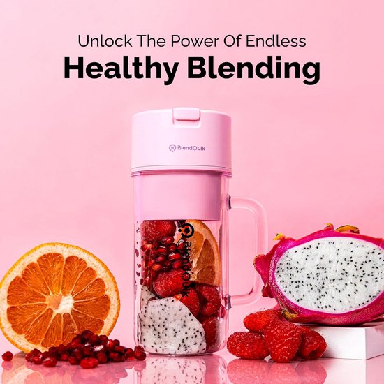 Draagbare Blender - Mini Shaker - Maak Smoothies - Oplaadbaar USB-C - 14oz Capaciteit - Roze van Merkloos — afbeelding 5