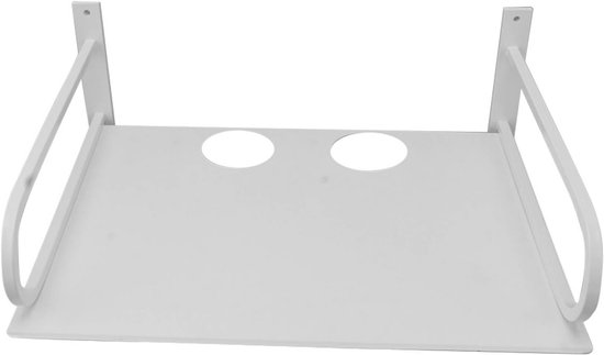 Projector plank wandmontage wit 36x28x5 cm, aluminium houder met afgeronde randen voor media-apparatuur