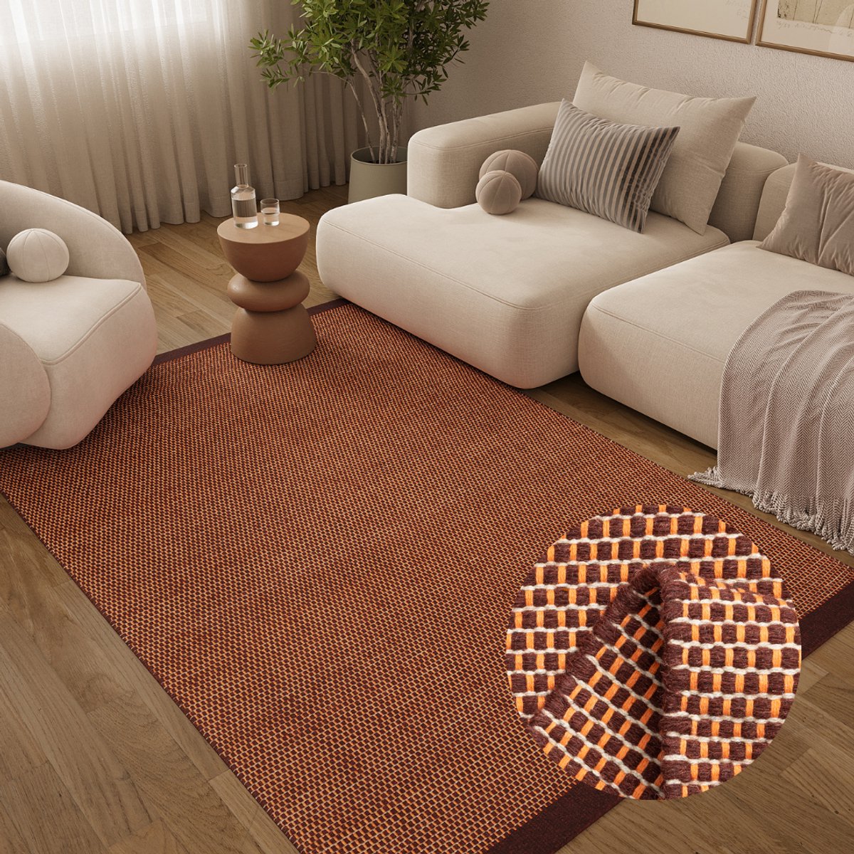 Tapiso Loni Wollen Vloerkleed - Handgemaakt Modern Tapijt - Bruin - Zacht & Onderhoudsvrie