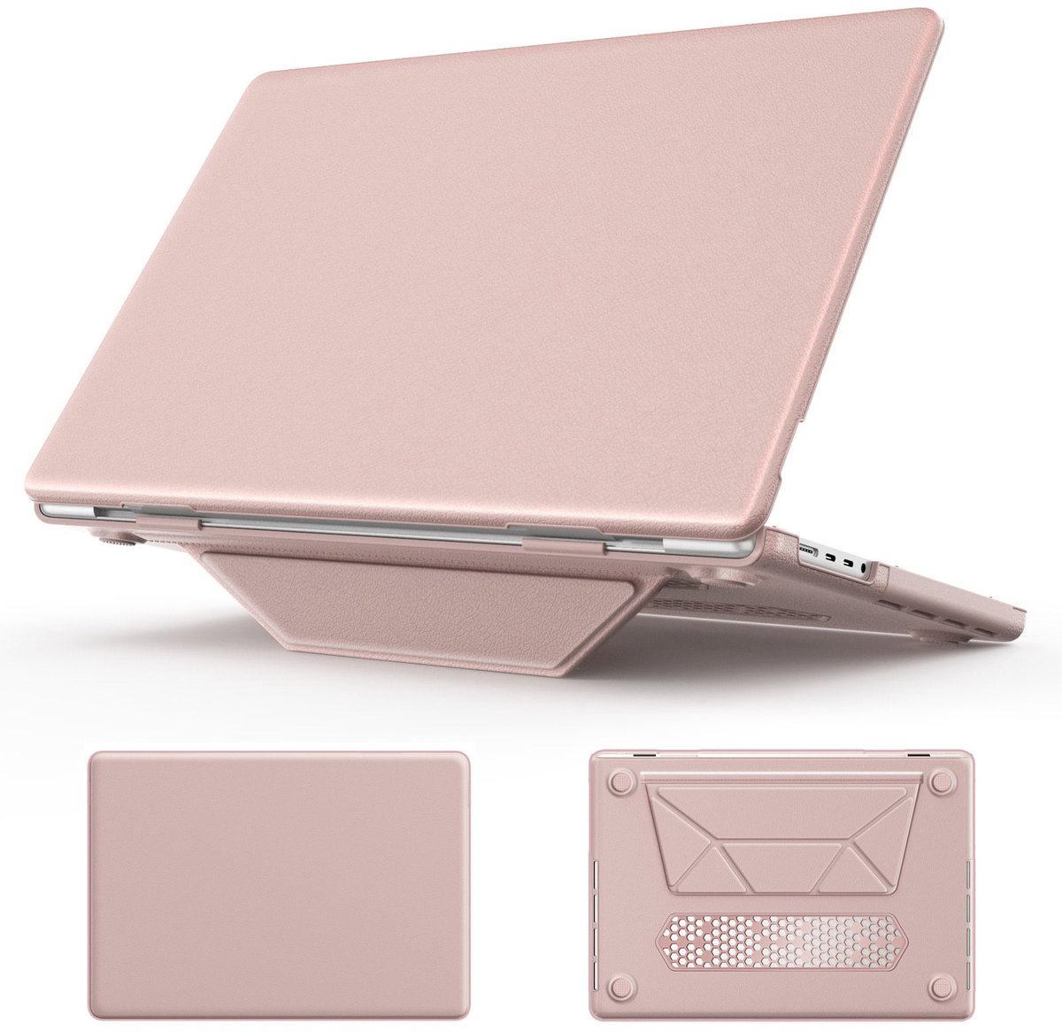 Turtle Shift vegan leer Laptopcover geschikt voor MacBook Pro 16' inch - 2023 / 2021 - A2485 / A2780 / A2991 - Roze