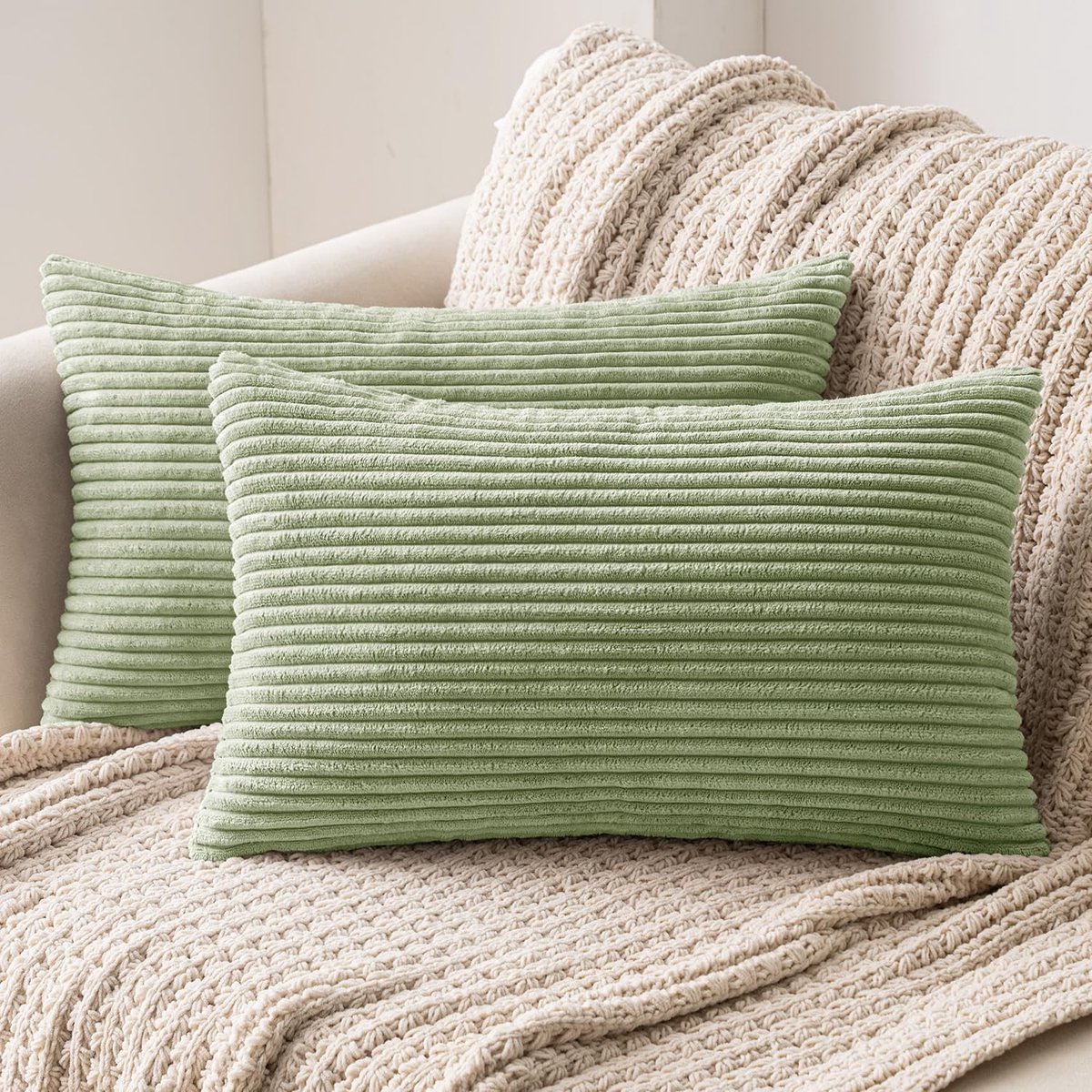 Kussenslopen Set - Decoratieve Hoezen - Bank en Bed - Zacht Fluweel - 2x 60x40cm - Bruin