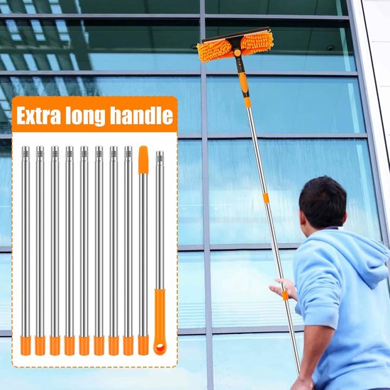 Telescopische raamwisser - Raamreiniger telescoopsteel - Hoge oppervlaktes reinigen - Verstelbaar tot 6 meter - 450 cm lengte - Oranje van Merkloos	 — afbeelding 4