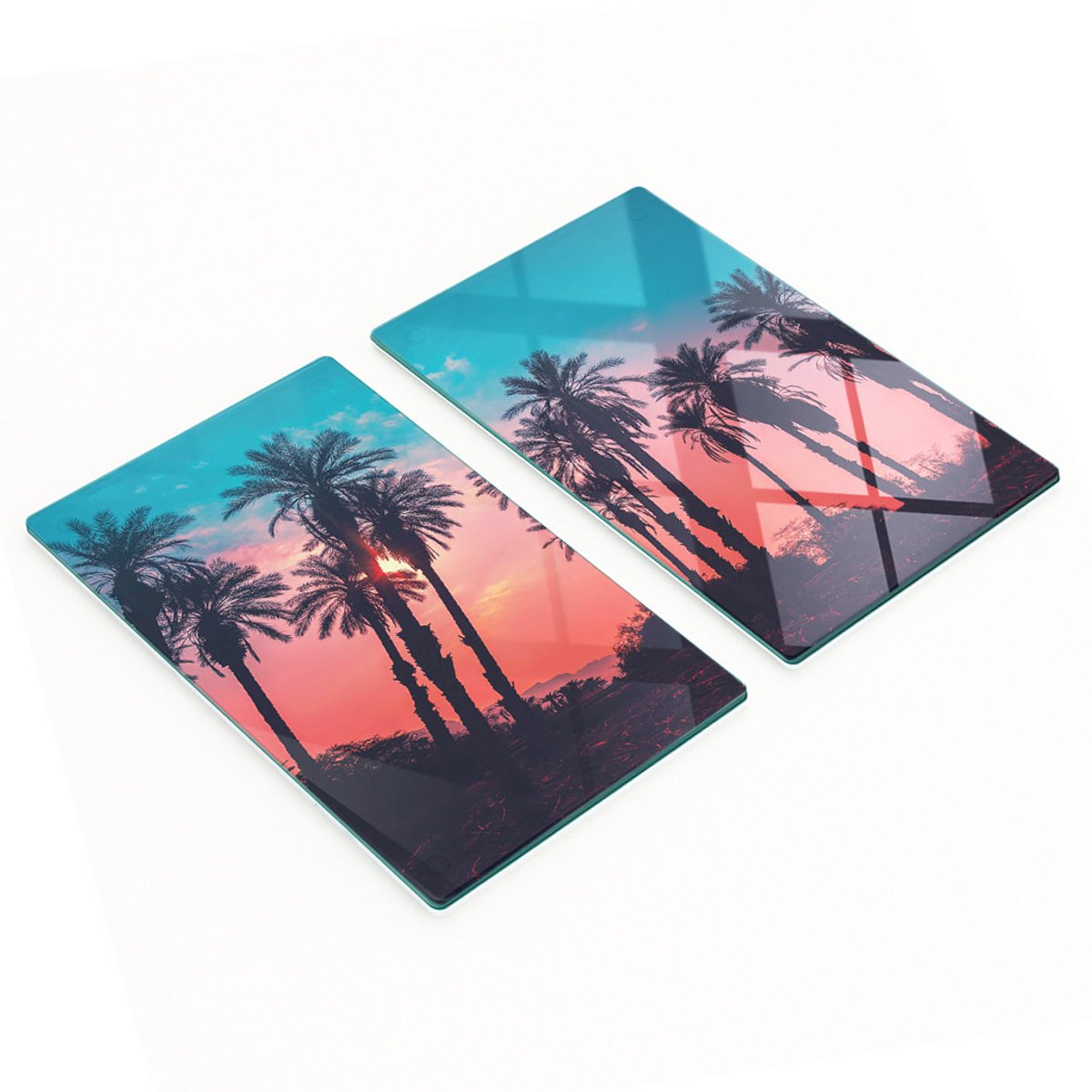Decoratieve glazen snijplanken met tropische palmbomen, 2x30x52 cm