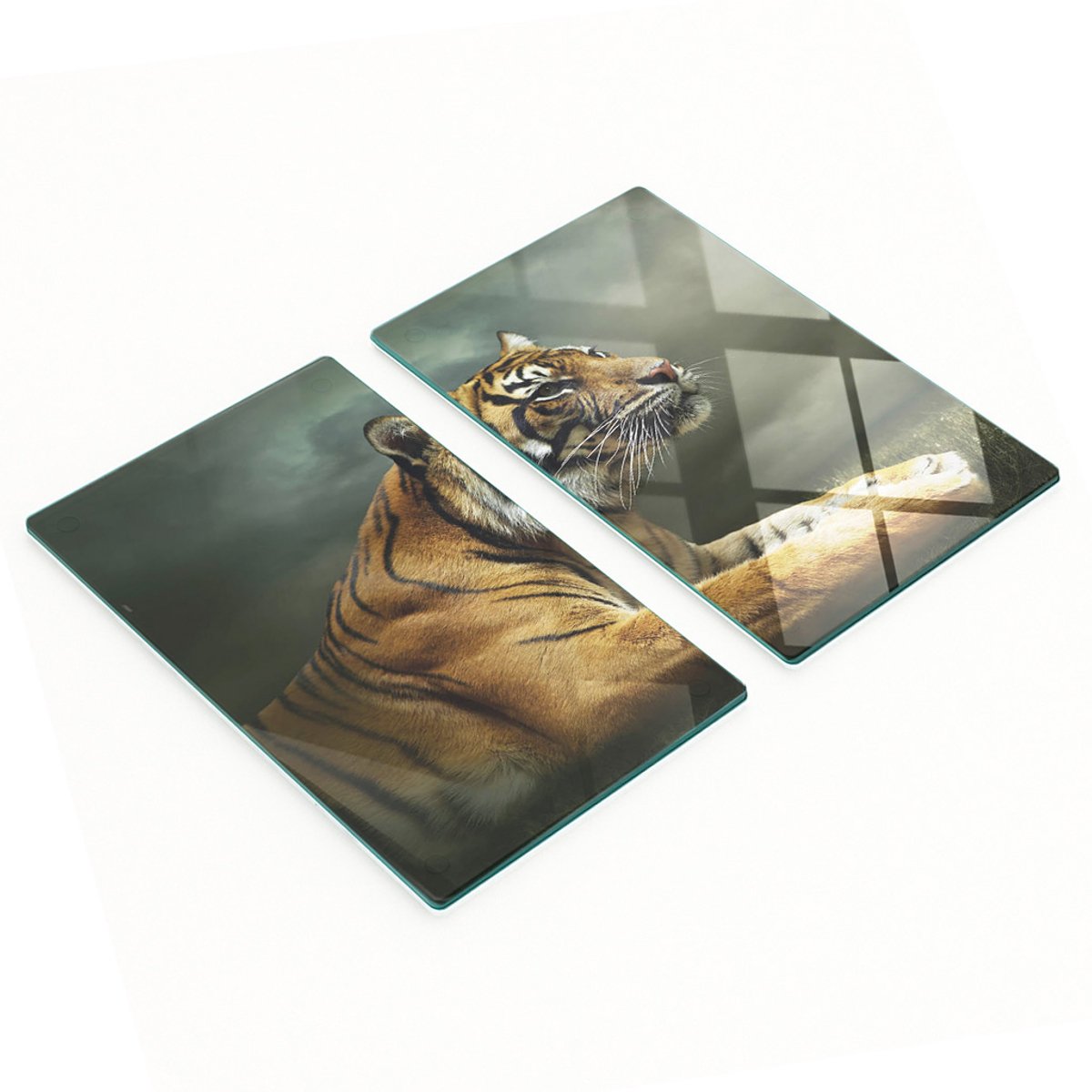 Multifunctionele decoratieve keukenplanken van gehard glas met tijgerprint, 2x30x52 cm