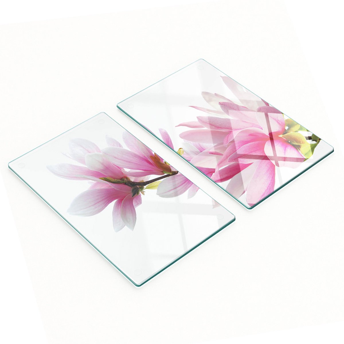 Set van twee decoratieve glazen keukenplanken Magnolia 2x30x52 cm