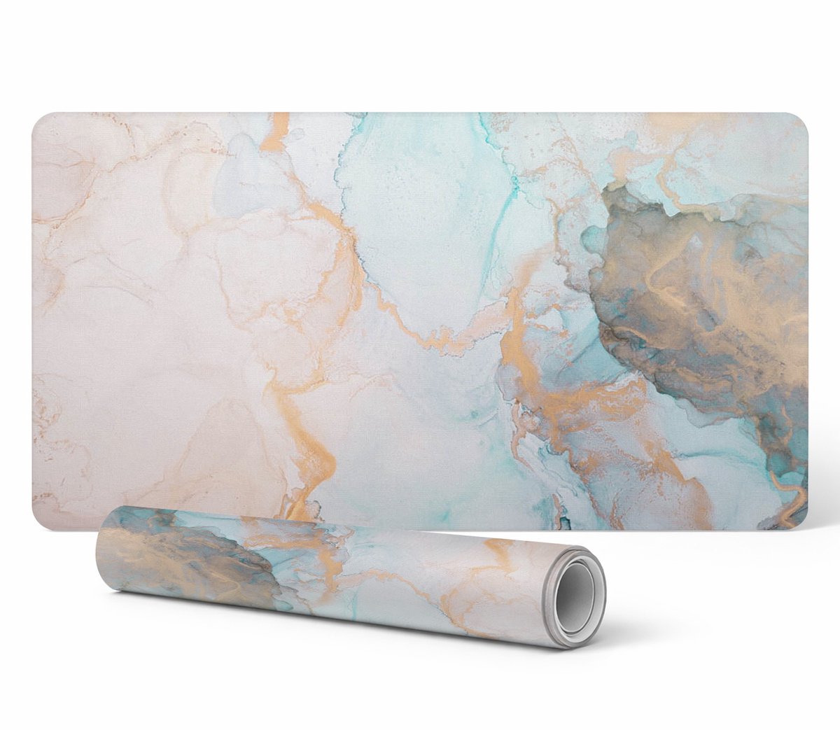 Decoratieve tafelmat met hoogwaardige abstracte marmerprint 90x45 cm