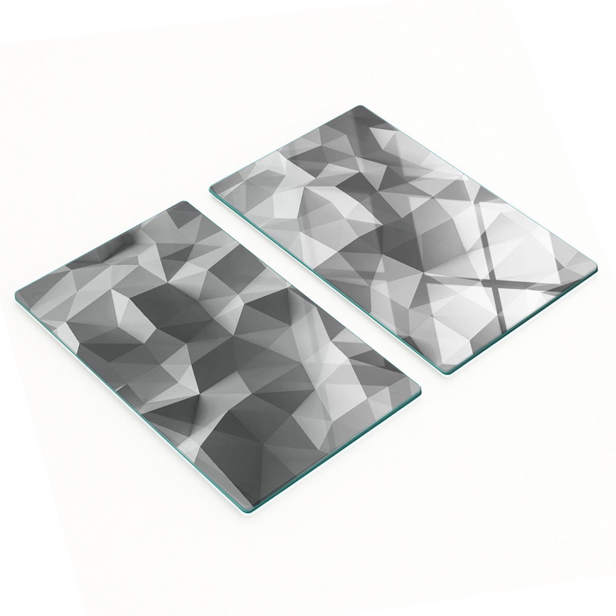 Duurzame en stijlvolle glazen borden met abstract driehoekspatroon 2x30x52 cm