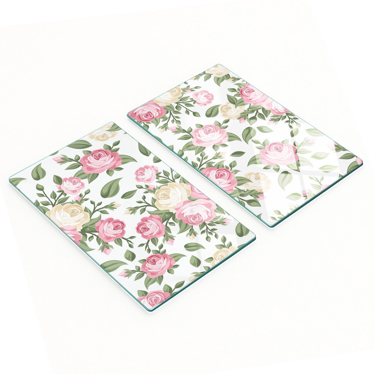 Multifunctionele decoratieve keukenplanken van gehard glas met rozenmotief, 2x30x52 cm