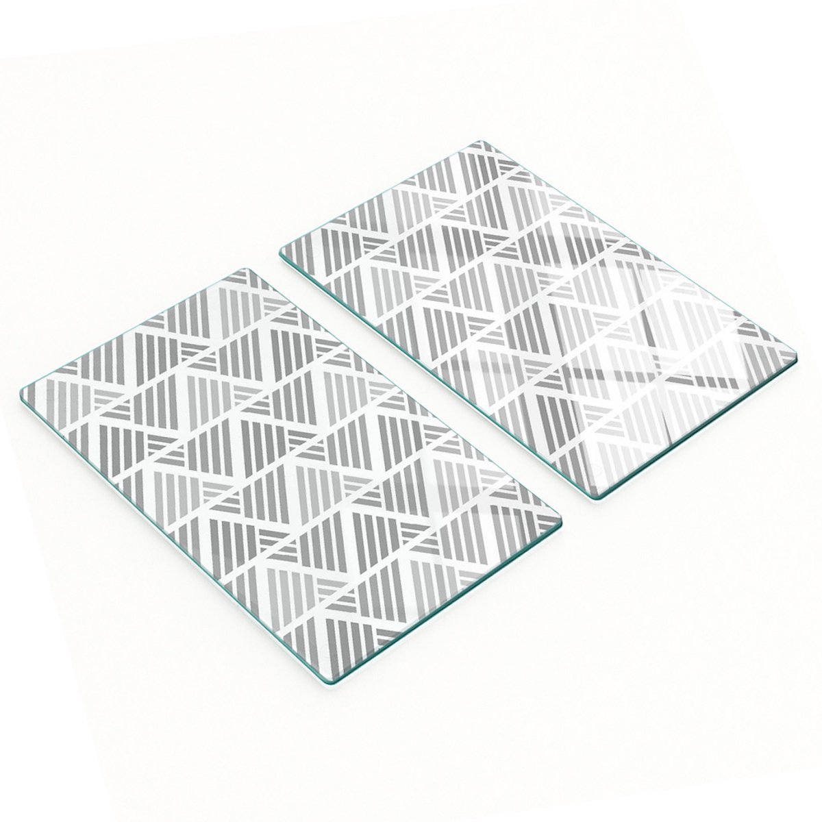 Stijlvolle en duurzame glazen borden met geometrische print, 2x30x52 cm