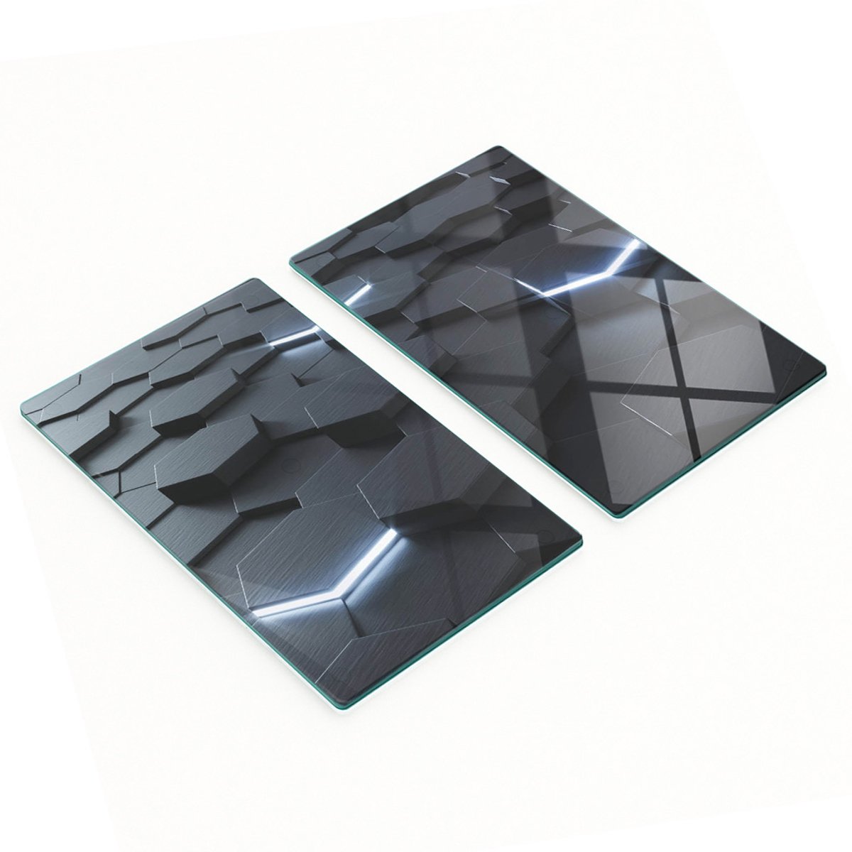 Decoratieve glazen serveerplanken voor snacks, abstract ontwerp, 2x30x52 cm