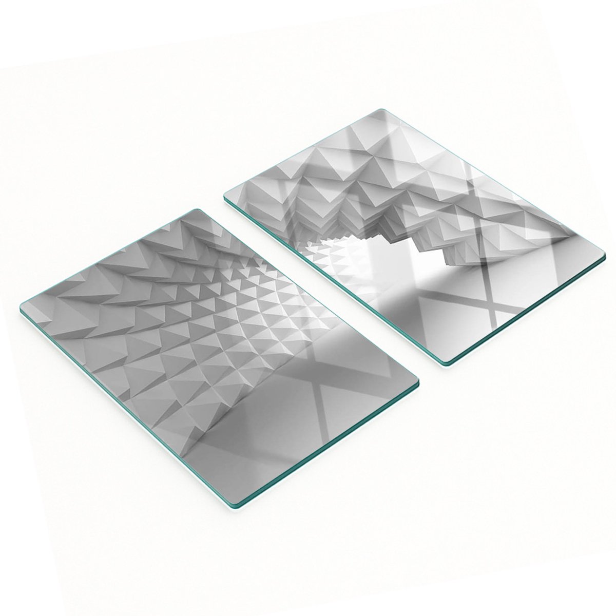 Set van twee glazen keukenplanken met abstracte tunnelvorm, 2x40x52 cm