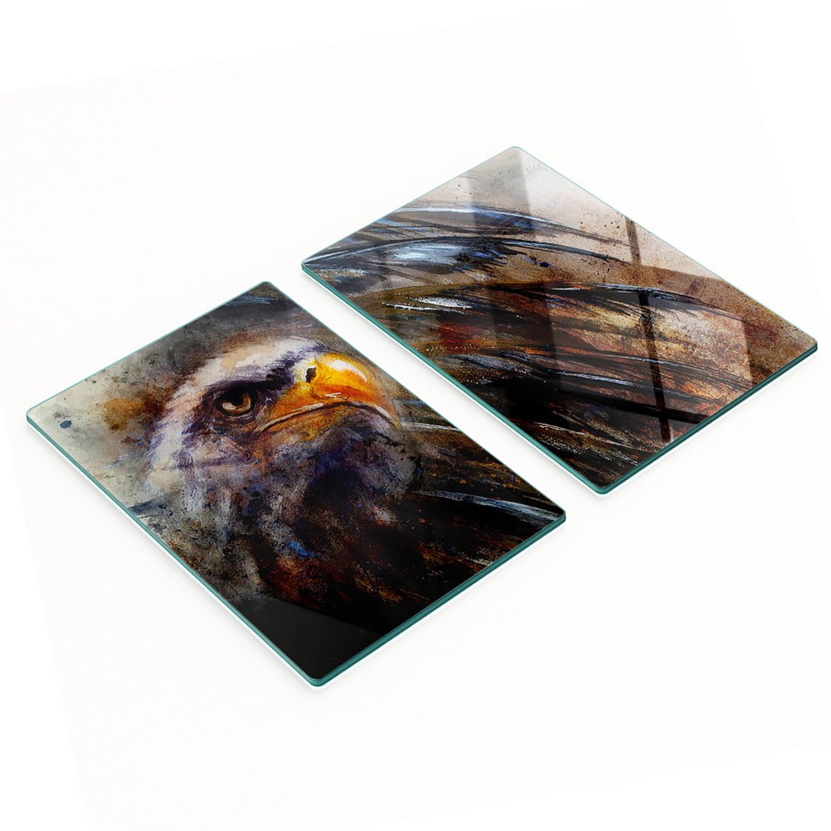 Set van snijplanken van gehard glas met adelaarsprint, 2x40x52 cm
