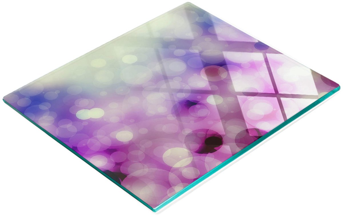 Decoratieve snijplank van gehard glas met paarse cirkels, 60x52 cm
