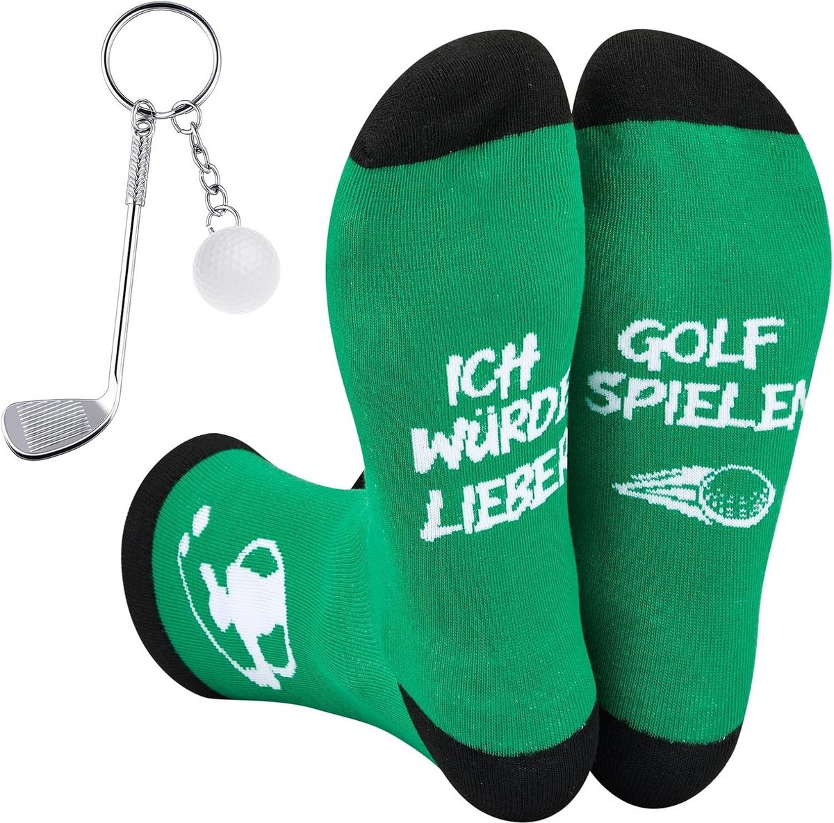 Grappige Golf Gadgets Set Heren Sokken Sleutelhanger en Wenskaart Cadeau
