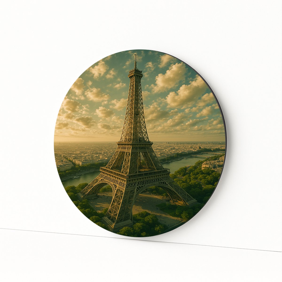 Eiffeltoren - Wanddecoratie rond - Dibond muurcirkel - 100x100 cm
